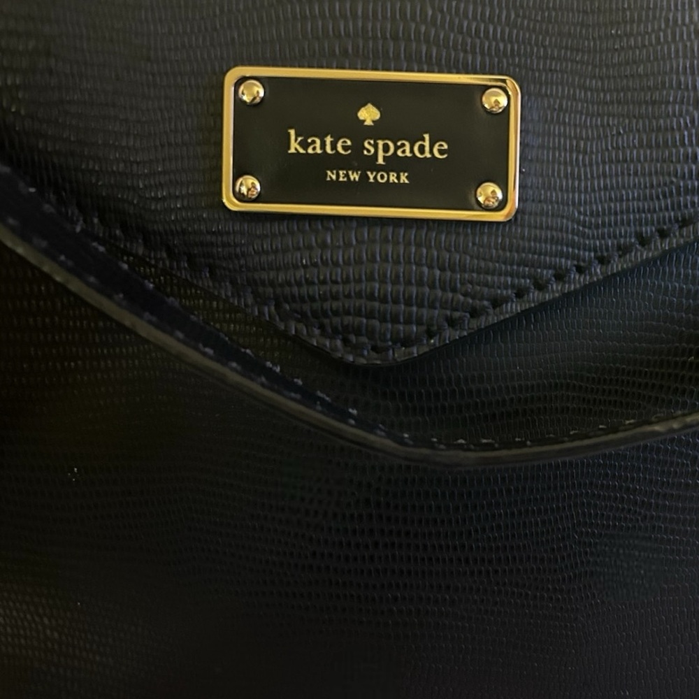 Kate Spade New York Black Leather Envelope Flap Shoulder Bag Gold Hardware - Picture 7 of 7